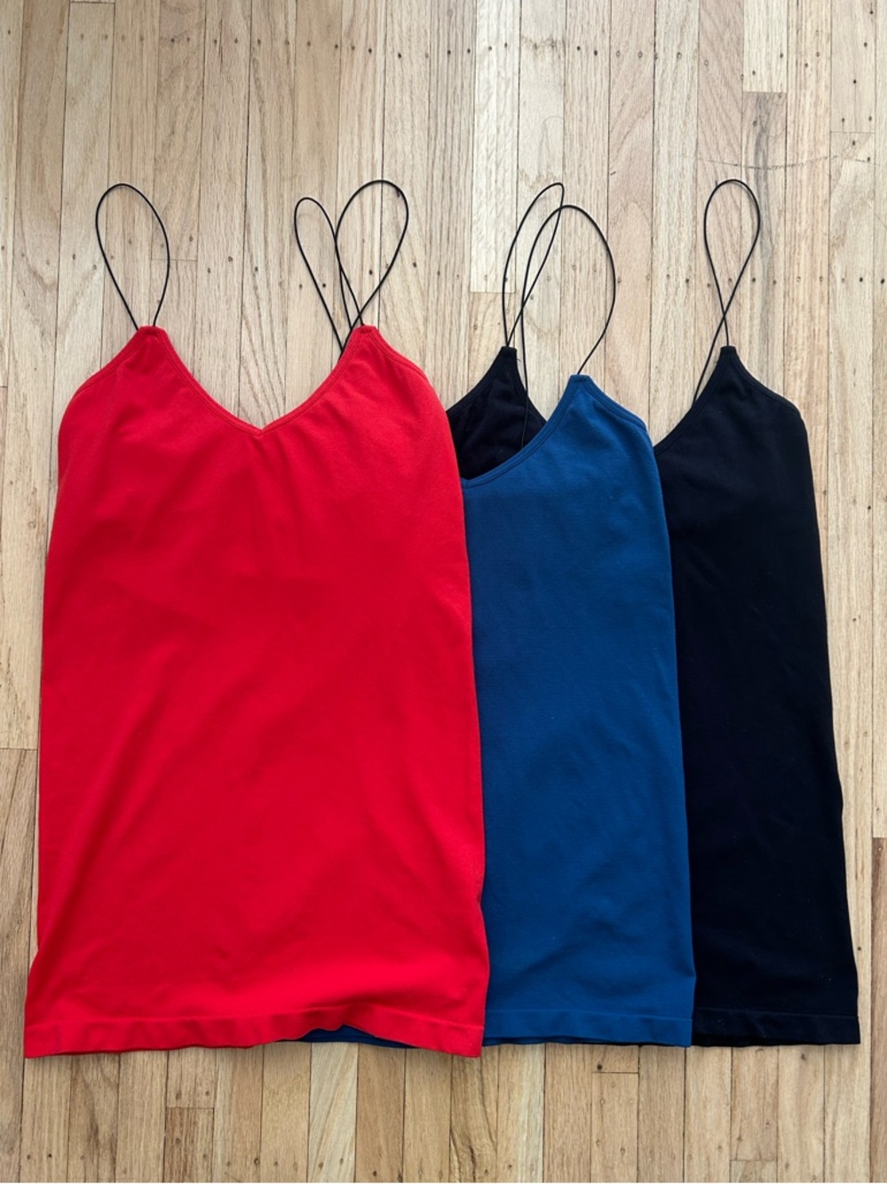 FREE PEOPLE Intimately V-Neck Thin Strap Camisole Bundle  - Red Blue Black XS/S